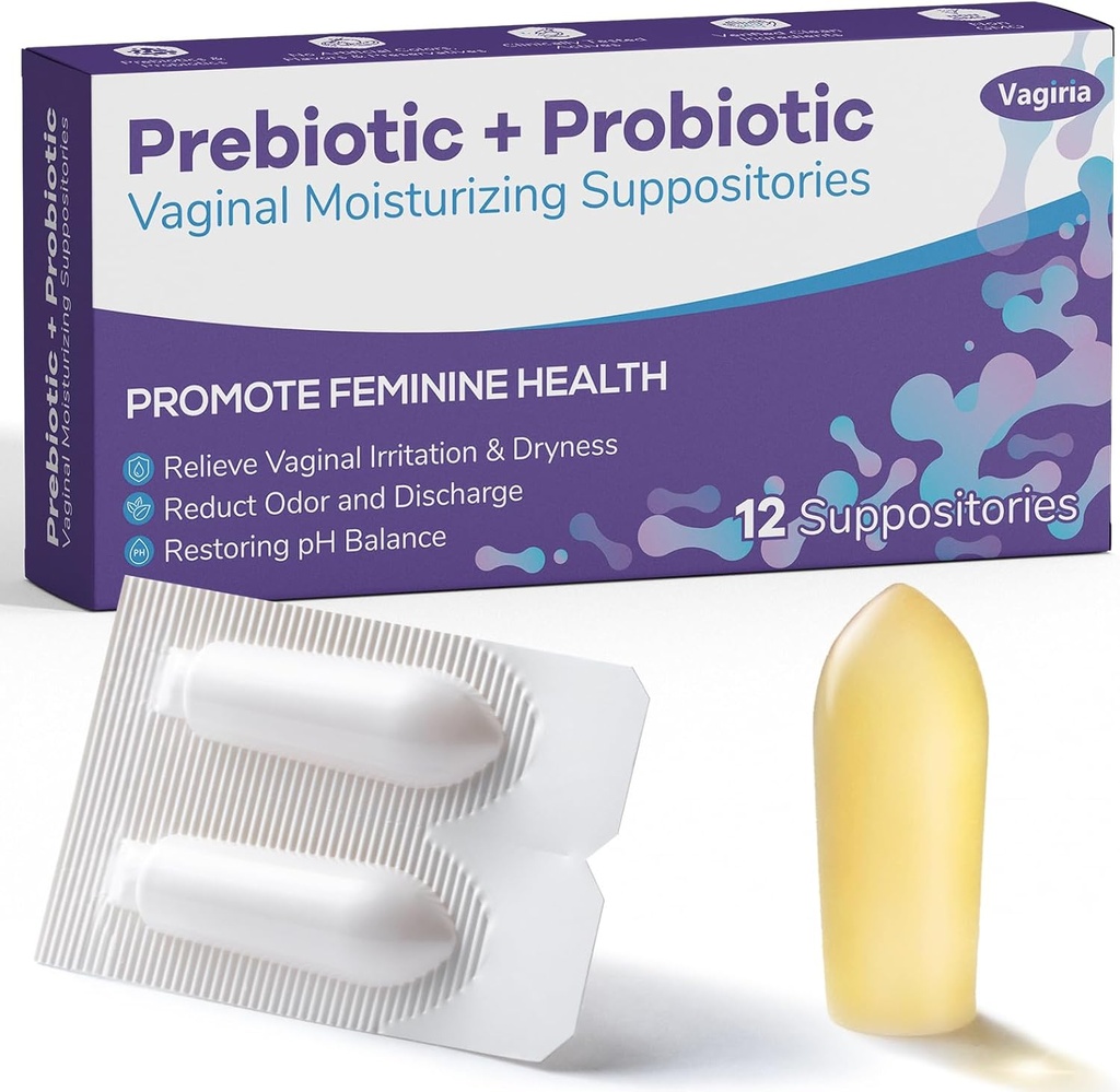 Vaginal Probiotic Suppositories, Prebiotic Infused with Hyaluronic Acid, Tea Tree, and Vitamin C&E, pH Balance Support Formula Fights Dryness, Odor and Discomfort, Restore Feminine Health(12 Counts)