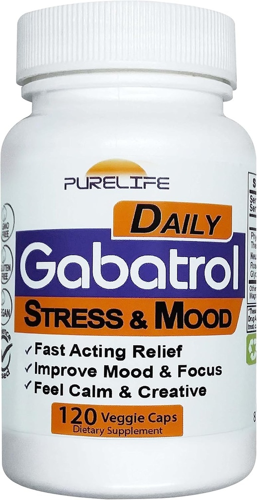 Gabatrol Daily – Plant Based GABA Supplement. Vegetarian and Vegan Friendly (120 Veggie Caps)