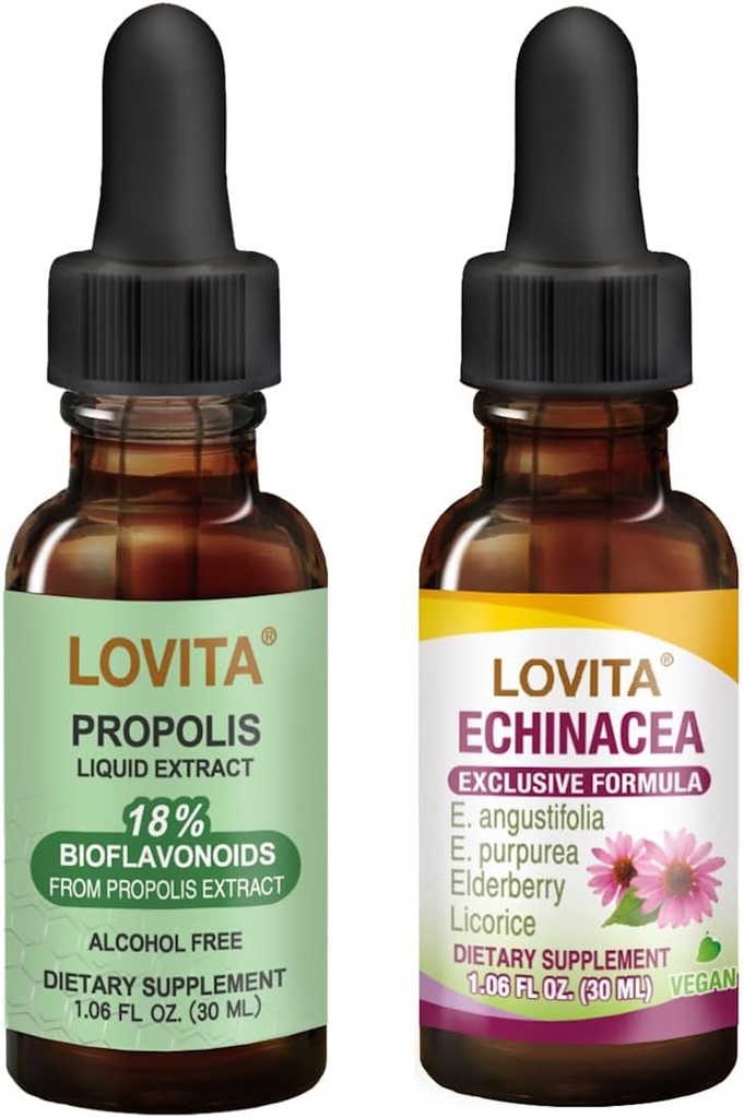 Lovita Bee Propolis &amp; Echinacea Liquid Nutrient Suplementos Bundle