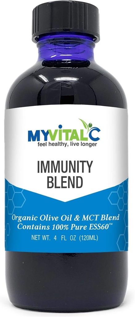 MyVitalC Immunity Blend in Organic Extra Virgin Olive Oil & MCT Blend Supplement 120 ML - Pure ESS60 for Nootropic - Focus - Sleep - Antioxidant - Energy - Longevity &amp; Immunity