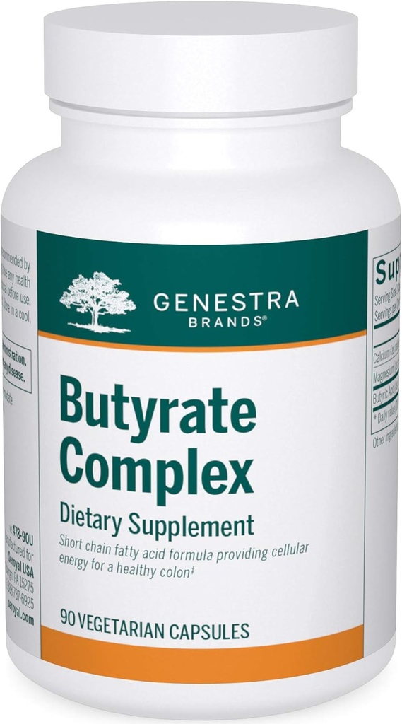 Genestra Marcas Butyrate Complejo ← Ácido Butírico de Calcio/Magnesium Butyrate  90 Capsules