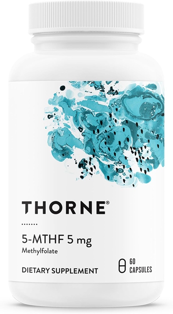 THORNE - 5-MTHF - Methylfolate (Active B9 Folate) Suplemento - Apoyos Salud Cardiovascular, Desarrollo Fetal, Salud Nerve, Niveles de Metilación &amp; Homocysteine* - 60 Servimientos - 5-MTHF 5mg