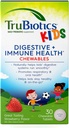 TruBiotics Probiotics for Kids Digestive & Immune Health Support, Sugar-Free Chewable Kids Probiotic to Help Maintain a Healthy Tummy, Natural Strawberry Flavor, 30 Tablets