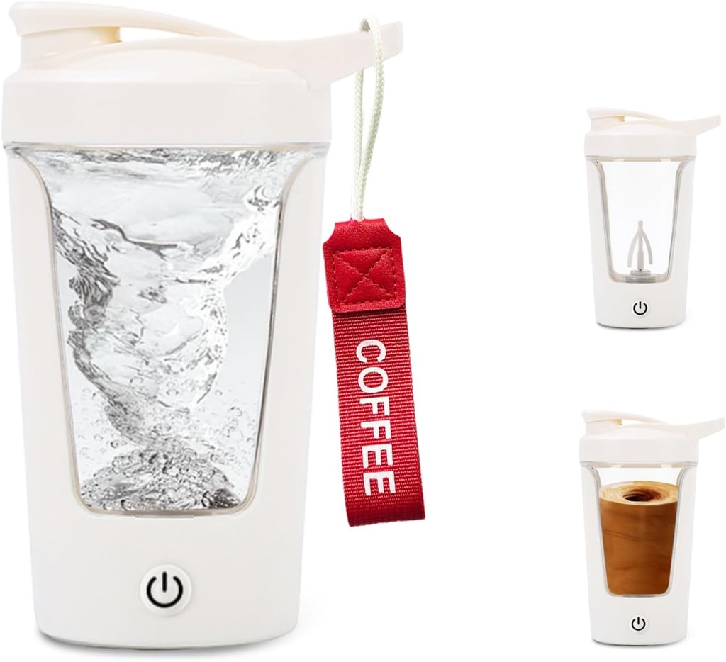 Botella de agitador eléctrico, Proteína portátil, Copa de mezclador, Sacudor USB C para sacudidas de proteína de espuma, libre de BPA, Tritan, 450ml, 16oz, Copa de estirpe, 500mAh Recargable