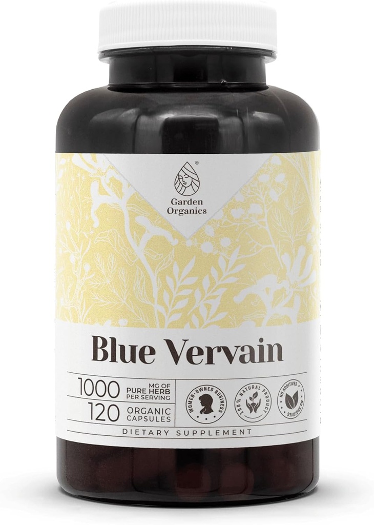Azul Vervain 120 cápsulas ← Suplementos dietéticos herbarios de alta potencia  Hecho con cápsulas vegetales y azul vervaina (Verbena Hastata) Herb seco (120 cuenta)