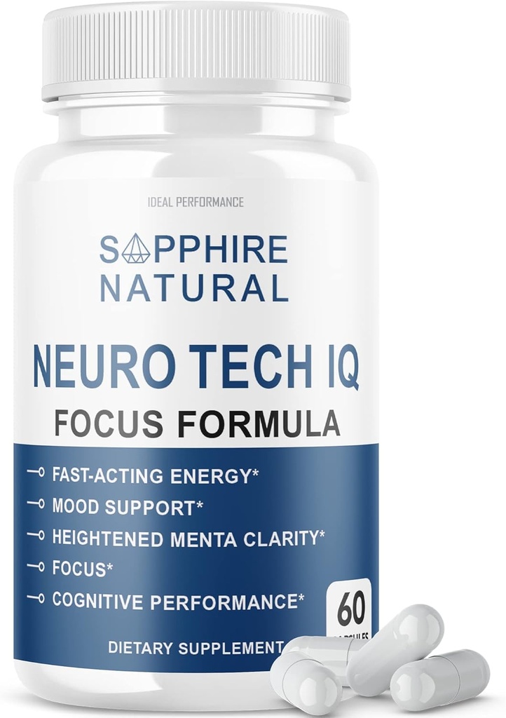 Neuro Tech IQ Brain Supplement Neurotech Iq Focus Formula Pills (60 cápsulas)