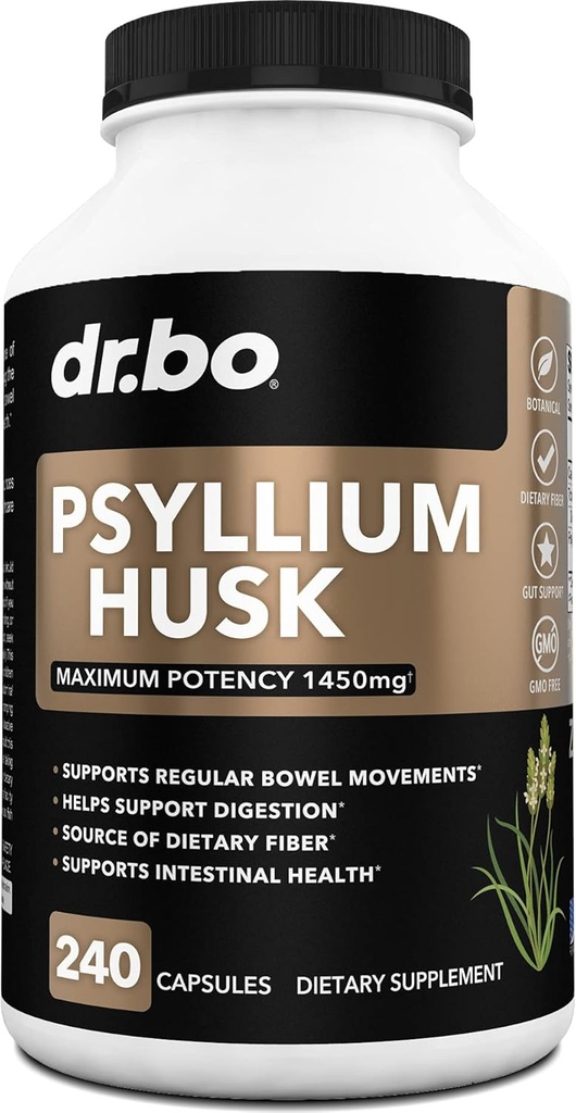 Psyllium Husk Capsule Fiber Supplement - Natural Powder Capsules for Constipation Relief for Adults - Nutritional Soluble Fiber Pills " Daily Regularity Support - Bulk Seed Husks Digestion Supplements