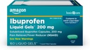 Cuidado básico Ibuprofeno Líquido Gels 200 mg, Dolor Reliever/Fever Reductor Líquido cápsulas llenadas, Para dolor de cabeza, dolor de estómago, dolor de espalda, calambres menstruales y más, 160 Cuenta