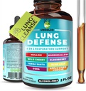 8 en 1 Lung Defense Herbal Extract, Blend (Mullein-Marshmallow-OSHA-Wild Cherry-Elderberry-Yerba Santa-Olive Leaf-ACV) Lung Cleanse, Respiratory &amp; Immune System Support. Suplemento líquido 2 OZ