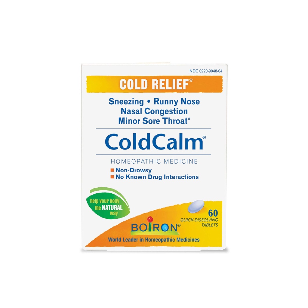Boiron ColdCalm Tablets for Relief of Common Cold Symptoms such as Sneezing, Runny Nose, Sore Throat, and Nasal Congestion - Non-Drowsy - 120 Count (2 Pack)