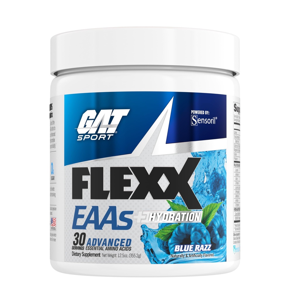 GAT SPORT Flexx EAAs + Hydration, Advanced Essential Amino Acids, 30 Servings (Blue Razz)