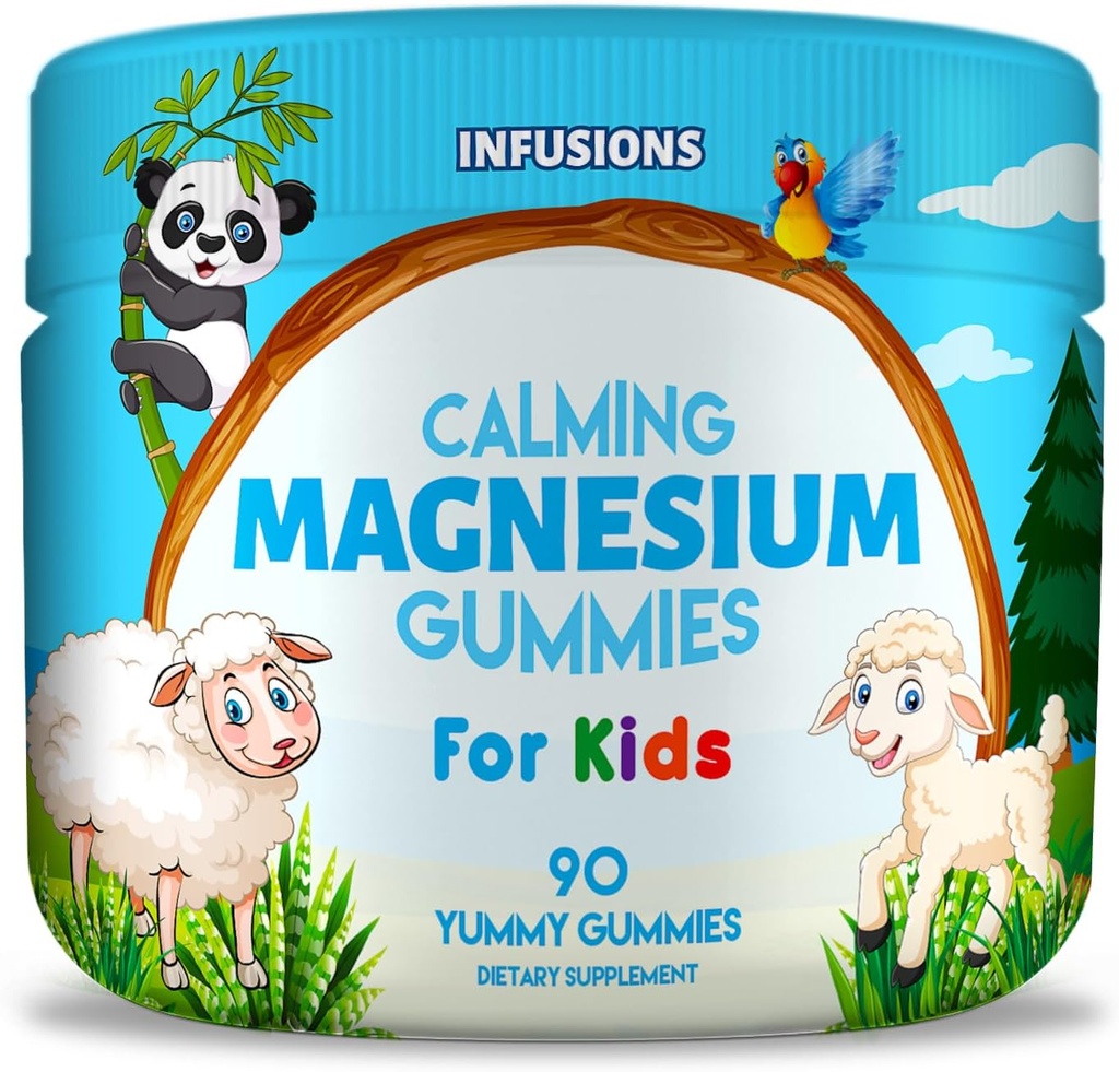 Infusiones Gummies de Magnesio Calma para Niños 90 Conde - Saludable Muscle Bone Energy Support Soft and Delicious Vegan Friendly " Non-GMO