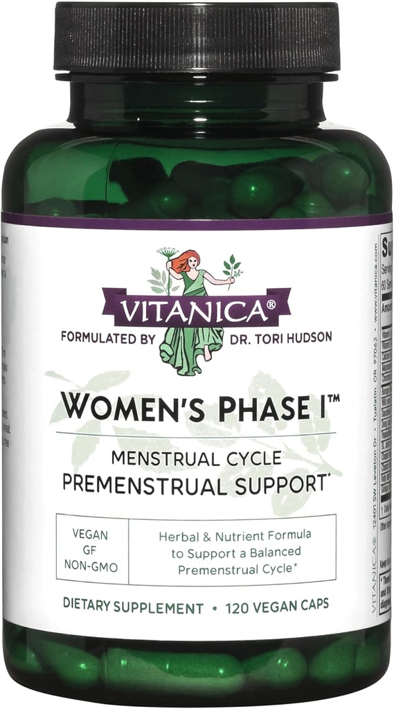 Vitanica Women's Phase I, Premenstrual Support, Vegan, 120 Capsules