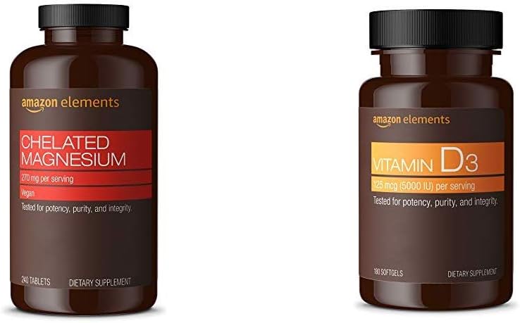  Elements Chelated Magnesium Glycinate (240 Tablets) and Vitamin D3 (180 Softgels)