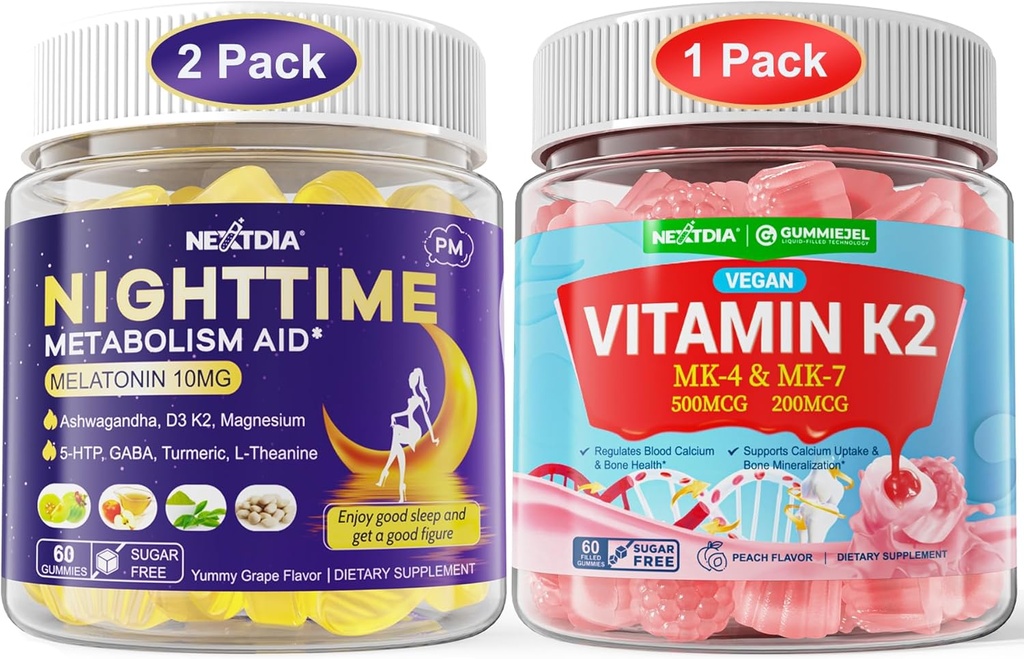Bundle: Melatonina 10mg 20mg &amp; Vitamina K2 Gummies