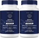 rize labs Mind Vitality Focus Brain Supplement, Official Mind Vitality to Boost Focus and Concentration " Evite la fatiga de media tarde, Mind Vitality Advanced Formula (120 cápsulas) (Pack of 2)