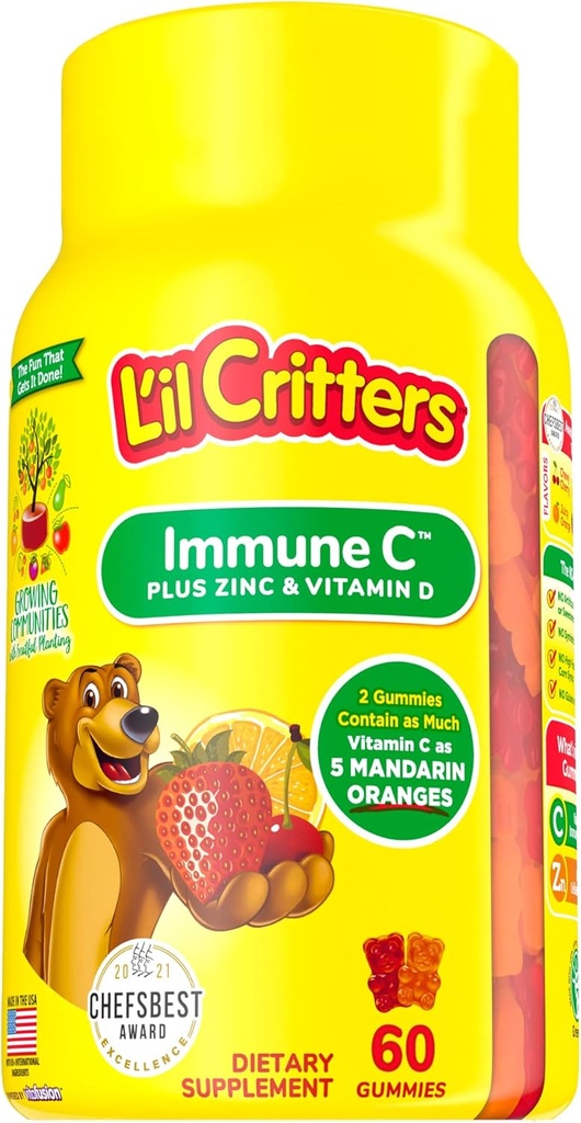 L'il Critters Gummies Immune C Plus Zinc y Vitamina D 60 Ea