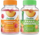 Magnesio salvavidas 85mg + Panax Ginseng, Gummies Bundle - Gran Tasting, Suplemento de vitamina, Gluten Gratis, GMO Gratis, Chewable Gummy