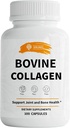 SIRUNES Bovine Collagen Suplementos para Hombres y Mujeres I Hidrolyzed Grass Fed Bovine Collagen Peptides Suplemento dietético para Soporte Conjunto, Nerve & Bone - Non-GMO, Anti-Aging - 100 cápsulas