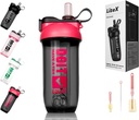 Botellas Litex Shaker para Protein Shakes, 26oz Botella Blender Shaker para Pre-Workout, Copas de afeitar con Straw, Botellas Tritan Mixer sin BPA para Protein Powder, con cepillo de copa e instrucciones (Rose red)