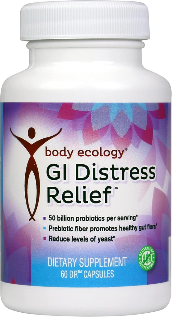 Body Ecology GI Distress Relief tención Probióticos Suplemento Silencio Gut Support Silencio Non-GMO Silencio 60 Conde