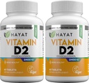 HAYAT Vitaminas Vegan Vitamina Natural D 2400 UI, D2, Certified Halal (Pack of 2)
