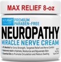 Neuropathy Nerve Relief Cream - Premium Nerve Cream 3X Action for Targeted Relief and Soothing Nerve Comfort - Maximum Strength with 4% Menthol, MSM for Feet Hands Legs Toes & Back - Super Large 8 Oz