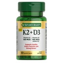 Suplemento de vitamina D3 K2 de la naturaleza, 4000 UI Vitamina D3 más 100 mcg de suplementos de vitamina K para adultos para el soporte de salud del corazón " , fuente de 30 días, 30 cápsulas vegetarianas