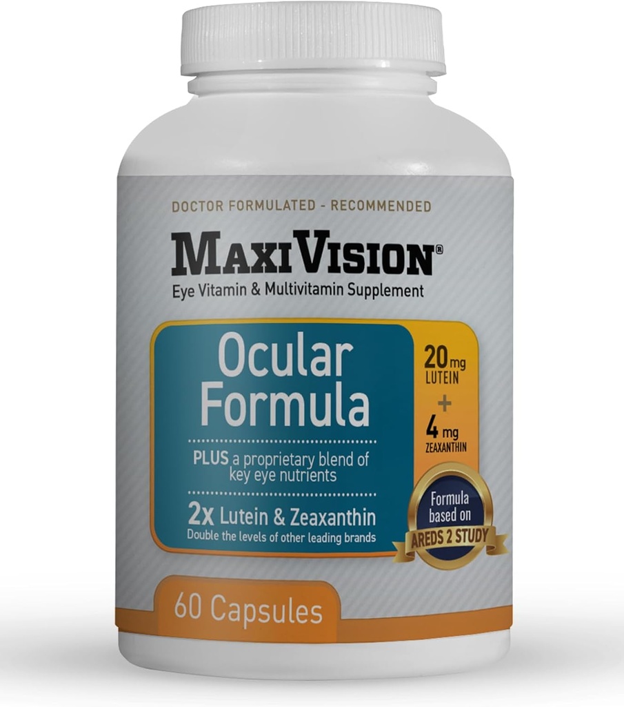 MaxiVision® Ocular Formula - AREDS2 - Eye Vitamins & Multivitamin - Lutein and Zeaxanthin - 1 Bottle (60 Capsules)