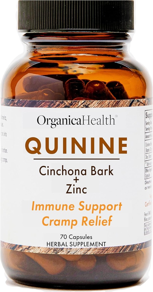Leg Cramps Defense Pills - 1000mg Organic Quinine Capsules Zinc 50mg - Restless Legs Relief - Cinchona Bark Herb Supplement - Vegan Capsules 70 Count