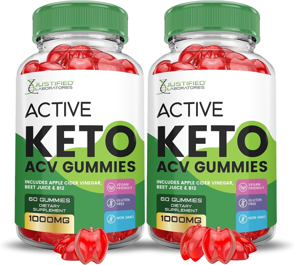 (2 Pack) Active Keto ACV Gummies Advanced Formula 1000MG ActiveKeto Keto Gummies Apple Cider Vinegar Formulated with Pomegranate Beet Juice Powder B12 Vegan Non GMO 120 Gummys