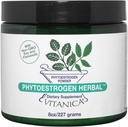 Vitanica Phytoestrogen Herbal Non-GMO PMS, Menopause Relief Supplement for Women, Hormone Balance, Night Sweats & Hot Flash Relief, Soy Isoflavones, Vegan, Polvo 8 Oz (Phytoestrogen Herbal Pro Logo)