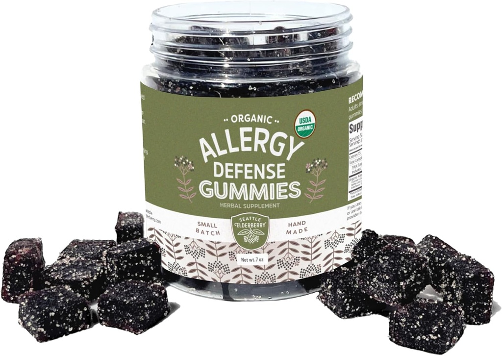 Allergy Defense Gummies – Delicious, Gluten-Free, Gelatin-Free Herbal Supplement with Potent Allergy Benefits Made from Only Organic Ingredients in Small Batches in The USA - 7oz