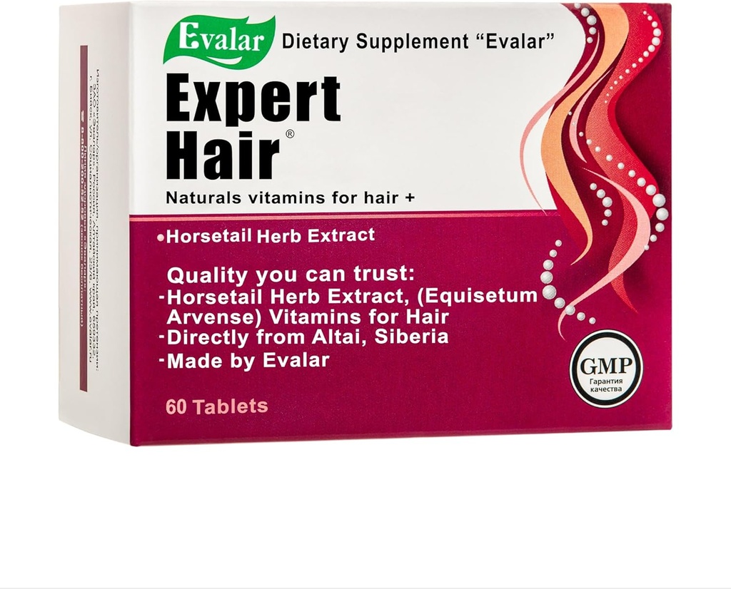 Evalar Expert Hair Horsetail Herb Equisetum Arvense Extract Siberian Altai w Vitamins 60 Tabs