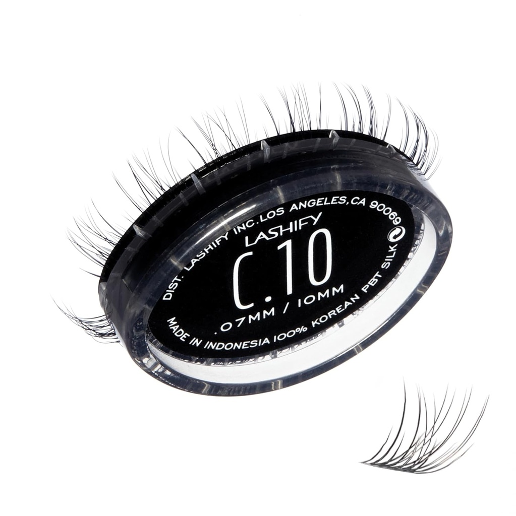 Lashify Curl 10mm Gossamer DIY Eyelash Extensions Refill, Black, Easy False Eyelashes for a Natural Look