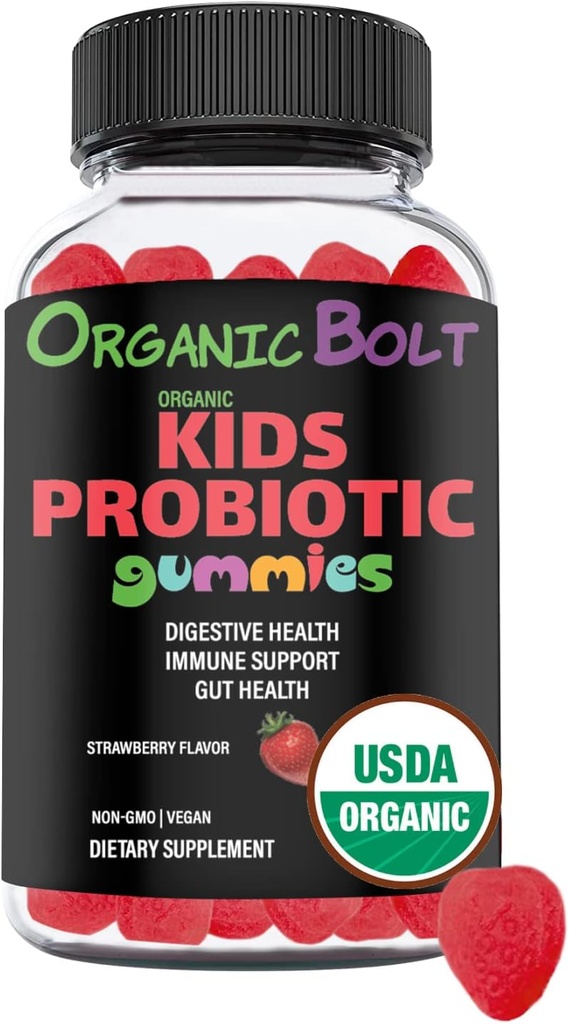 USDA Orgánica &amp; Vegan Kids Probiotics Gummies 30 Servings, 2.5 Billion CFU, Gluten & Gelatin Free ← Probióticos naturalmente saboreados para niños