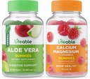 Lifeable Aloe Vera + Magnesio de calcio, Bundle de Gummies - Gran Tasting, Suplemento de vitamina, Gluten Gratis, GMO Gratis, Chewable