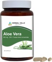 HERBAL HILLS Aloe Vera Capsules (Aloe barbadensis)  120 Capsules (500 mg) ← Pure Aloe Freeze Dried Powder Supplement, High Concentration, Supports General Well-Being