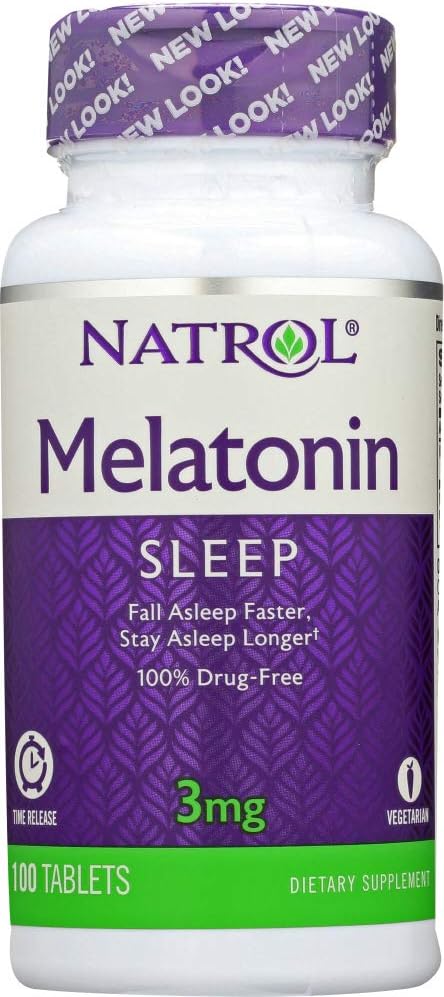 Natrol Melatonin 3 mg Sleep Time Release Dietary Supplement Tablets 100 ea (Pack of 4)