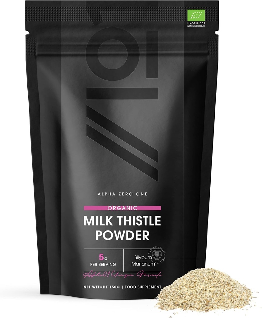 Esteto de leche orgánica 150g - Fuente de limpieza Silymarin - Hecho de cardo de leche fría - Vegan, Raw, Non-GMO.