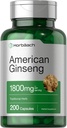 Horbäach American Ginseng Capsules Silencio 1800 mg Silencio 200 Conde ← Non-GMO, Gluten Free Supplement ← Ginseng Root Extract Complex