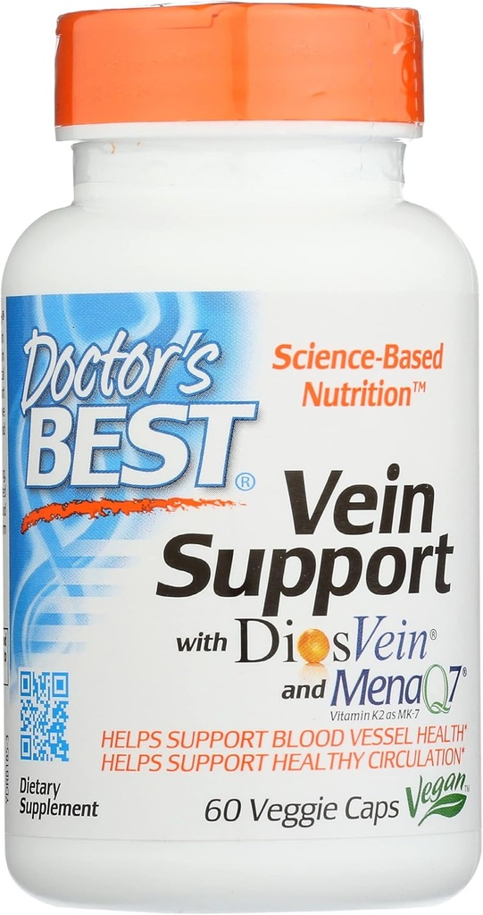 Doctores Mejor Vein Apoyo con DiosVein y MenaQ7, No GMO, Vegan, 60 Veggie Capsule (Pack of 1)