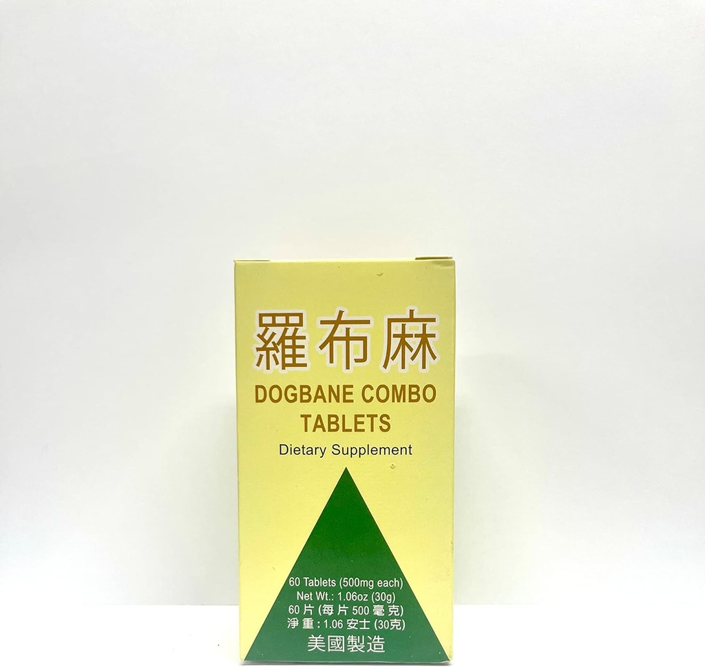 Dogbane Combo Suplemento Herbal Ayuda a la Circulación Saludable &amp; Bienestar general 500mg 60 Tablets Made in USA