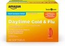 Cuidado básico Cubierta de día frío y alivio de la gripe cápsulas líquidas Softgel, medicina fría no somnolienta, alivio del dolor, fiebre, tos, garganta del dolor, congestión nasal, 48 conteo