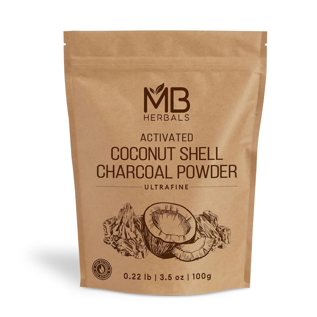 MB Herbals Active Charcoal Powder de Coconut Shell 3.5 oz (100 Gram) Para uso externo Únicamente ← Para ToothPowder Face Packs y máscaras ← Soap Making ← Hacer Silencio No Injest