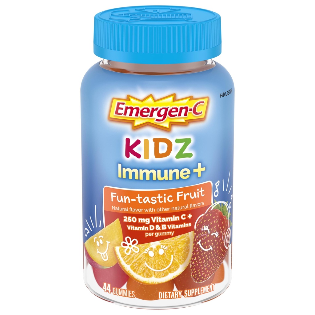 Emergen-C Kidz Vitamin C Immune Support Gummies Fun-Tastic Fruit 44CT includes Zinc, Manganese, B Vitamins and Vitamin D for Back to School Essentials
