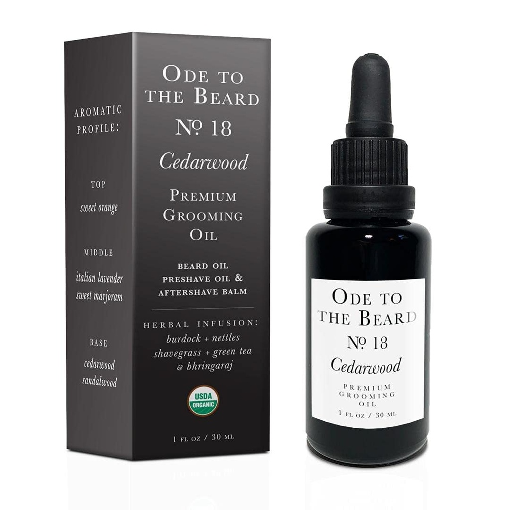Vegan Mia - USDA Aceite de barba de cedro ecológico para hombres, aceite de trituración de 3 en-1 con aceite de argán, Jojoba y más, para el crecimiento y mantenimiento de la barba - Odo al aceite de barba de cedro, 1 oz