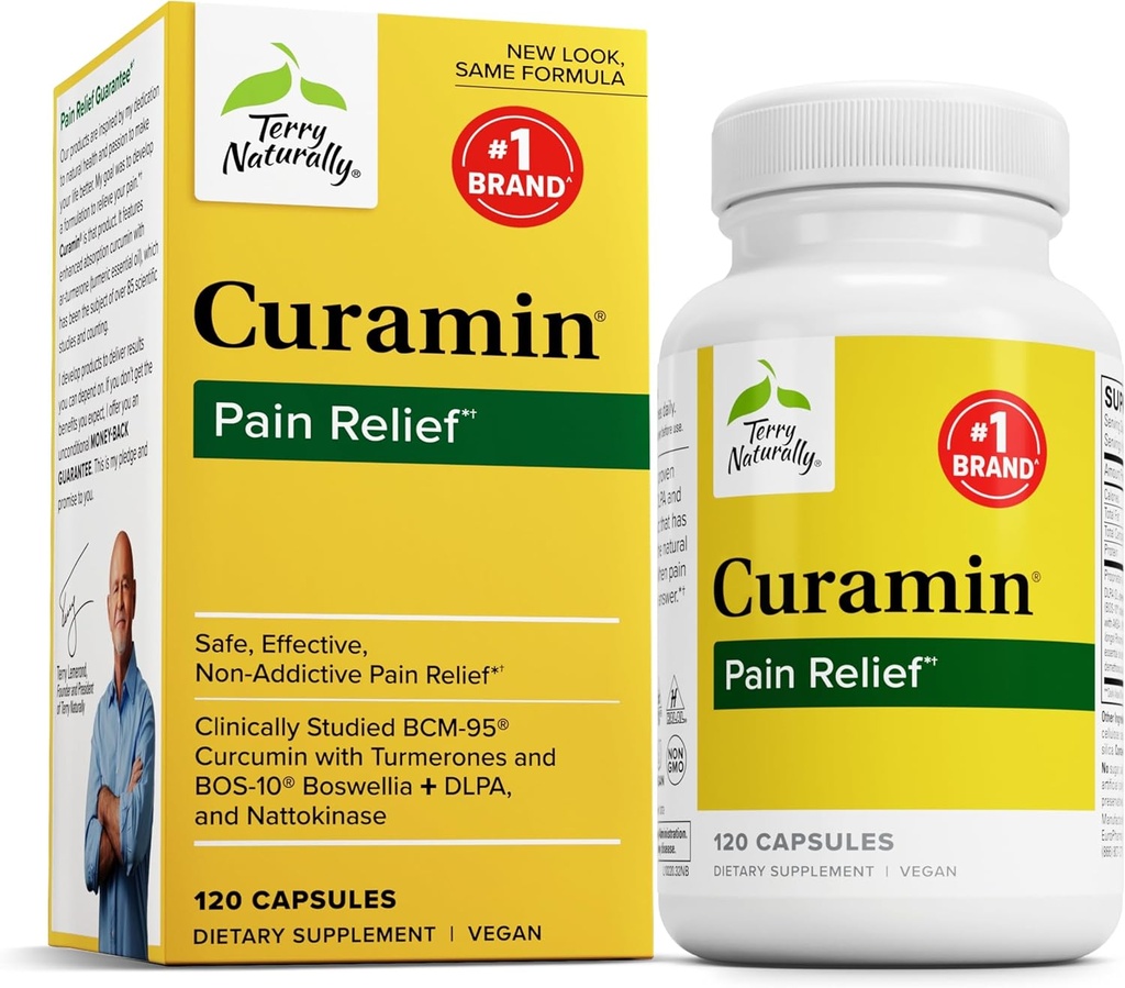 Terry Naturally Curamin - Curcumin Supplement for Circulation & Endorphin Support - Support for Occasional Discomfort - Aids Healthy Muscles - 120 Capsules