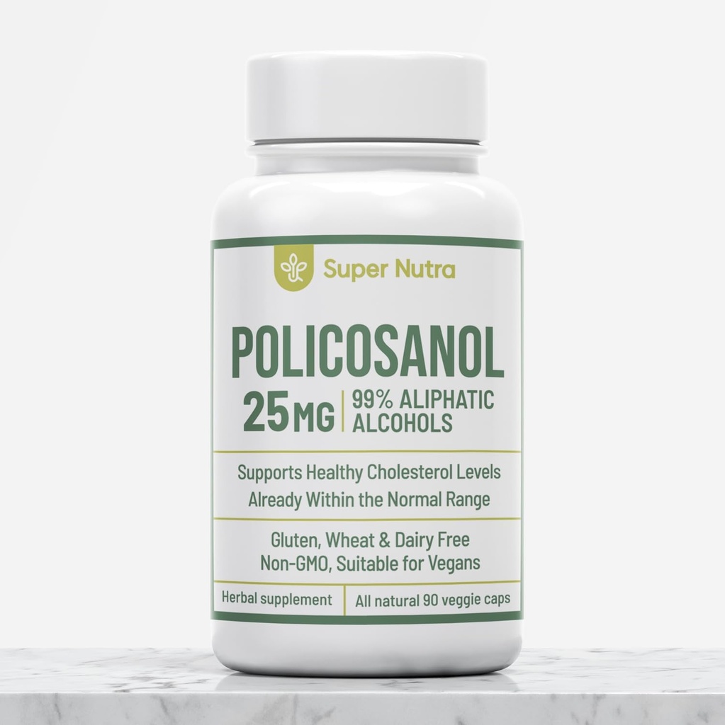 Policosanol 25 mg Hecho de caña de azúcar cubana para la salud y la inmunidad. 90 Veg Capsule 1 por servicio Tres meses de suministro.