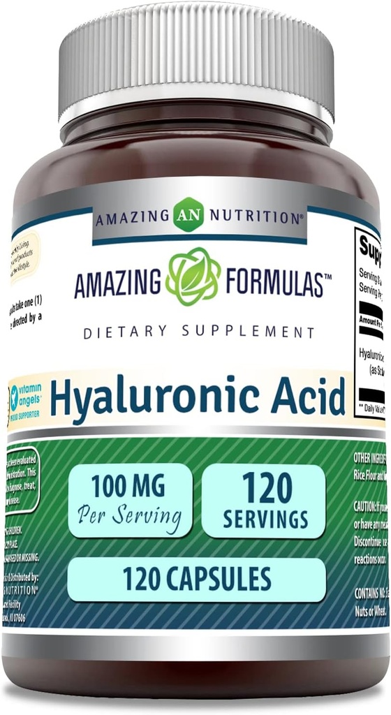 Amazing Formulas Hyaluronic Acid 100 Mg Suplemento Silencio Capsules Silencio No Gluten-Free Silencio Made in USA (1 Pack Silencio 120 Conde)